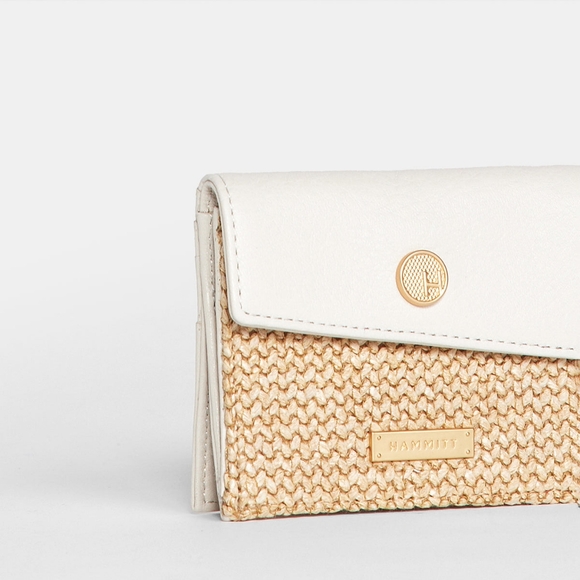 ISO!! Hammit Montana Pocket, Shell White Raffia Brushed Gold - Picture 4 of 6